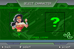 Justice League: Chronicles (Game Boy Advance) screenshot: Select character