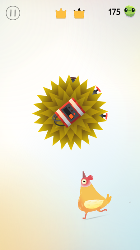 Pigeon Pop (Android) screenshot: Now this is tricky. First press all buttons to explode the dynamite, then pick the fruit inside