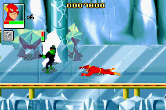 Justice League: Chronicles (Game Boy Advance) screenshot: "Heroes walks on ice" New TV Show