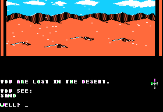 The Sands of Egypt (Apple II) screenshot: Lost in the desert