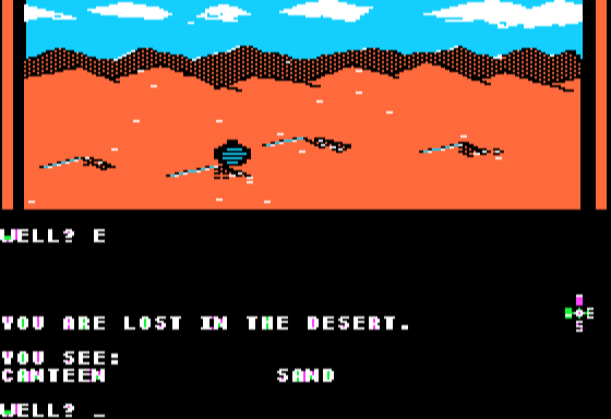 The Sands of Egypt (Apple II) screenshot: A canteen could be very handy