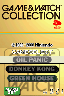 Game & Watch Collection (Nintendo DS) screenshot: Title screen