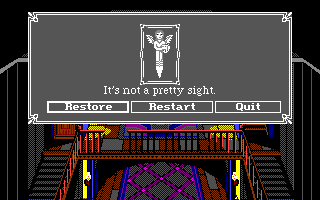 The Colonel's Bequest (Amiga) screenshot: I fell and died.