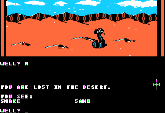 The Sands of Egypt (Apple II) screenshot: Hmmm a snake