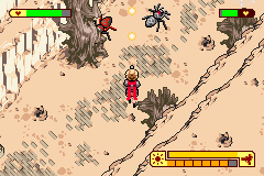 Boktai: The Sun is in Your Hand (Game Boy Advance) screenshot: Fighting spiders