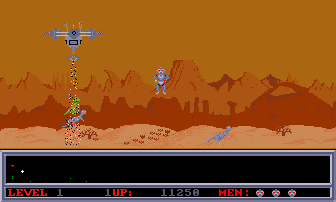 Space Ranger (Amiga) screenshot: The enemy can beam up multiple creatures at once.