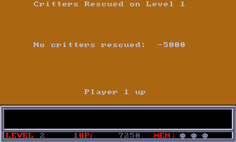 Space Ranger (Amiga) screenshot: The level ends with all creatures have been either rescued, killed or captured.