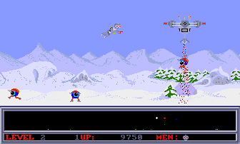 Space Ranger (Amiga) screenshot: The enemy beams up a creature.