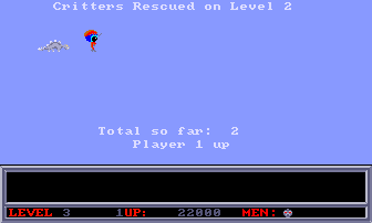 Space Ranger (Amiga) screenshot: Two critters rescued on level two.