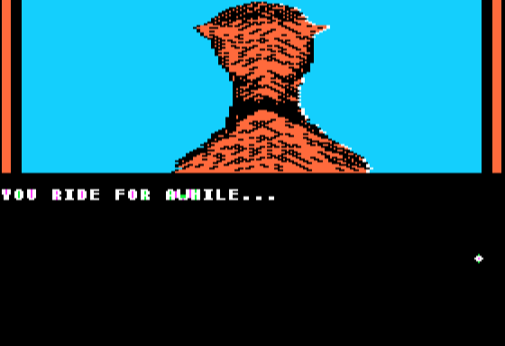 The Sands of Egypt (Apple II) screenshot: Riding the camel