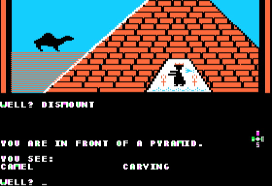 The Sands of Egypt (Apple II) screenshot: Found a pyramid