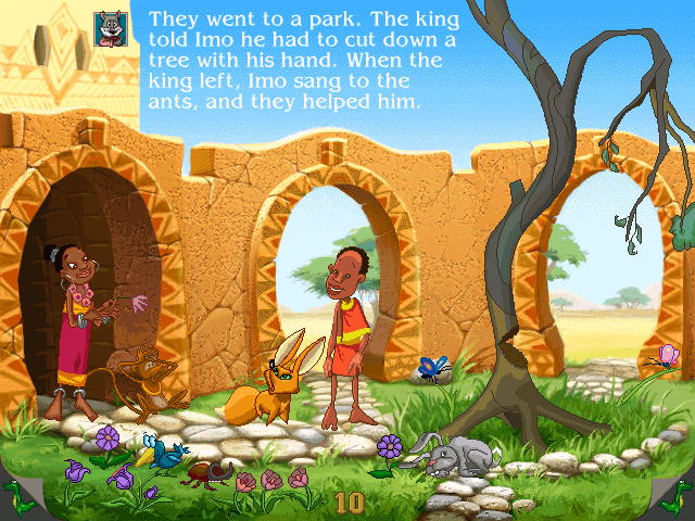 Magic Tales: Imo & the King (Windows) screenshot: After a little help from the ants, the tree is ready to be indeed cut down by simply hitting it with a bare hand...