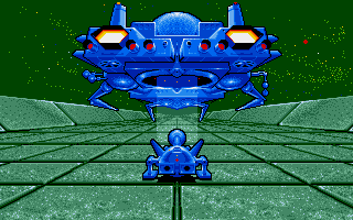 Stargoose Warrior (Amiga) screenshot: Introduction animation: the mother ship drops off the Stargoose.