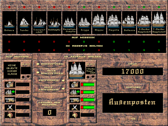 Admiral: Sea Battles (Windows) screenshot: Choosing ships for your the next mission (640x480)