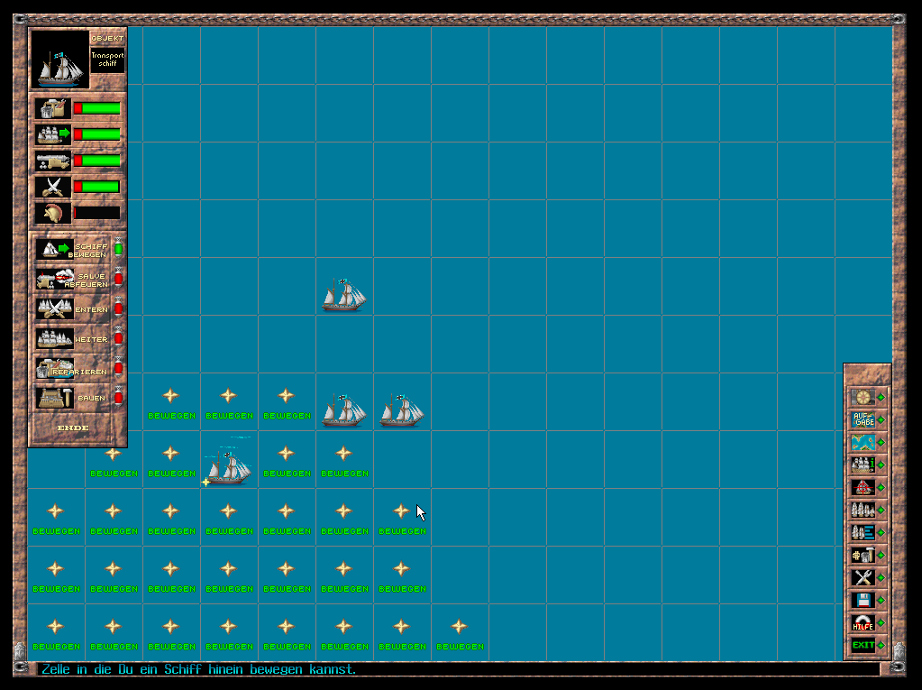 Admiral: Sea Battles (Windows) screenshot: Moving your units (1024x768)