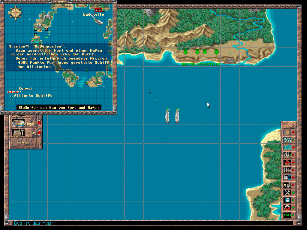 Admiral: Sea Battles (Windows) screenshot: Objectives (1024x768)