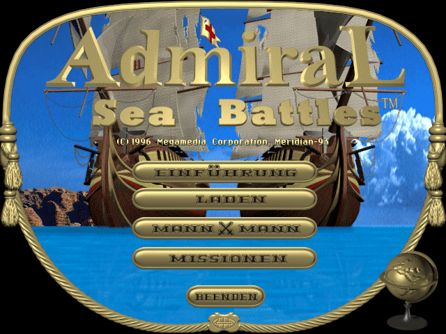 Admiral: Sea Battles (Windows) screenshot: Main Menu (always displayed in 640x480)