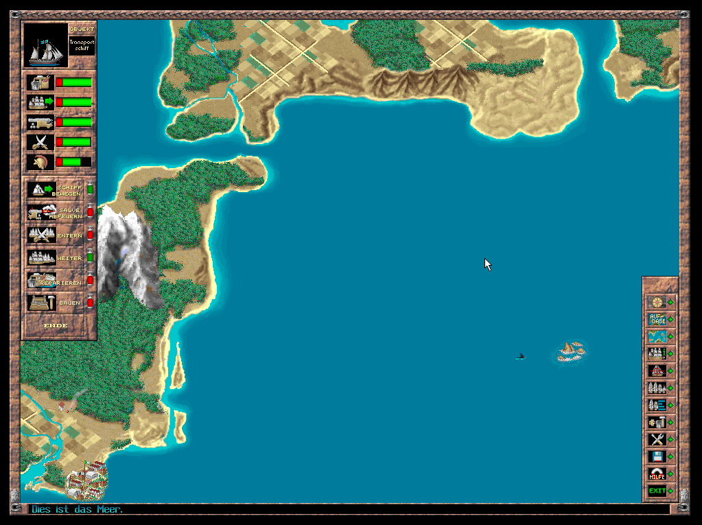 Admiral: Sea Battles (Windows) screenshot: The open sea (grid deactivated) (1024x768)