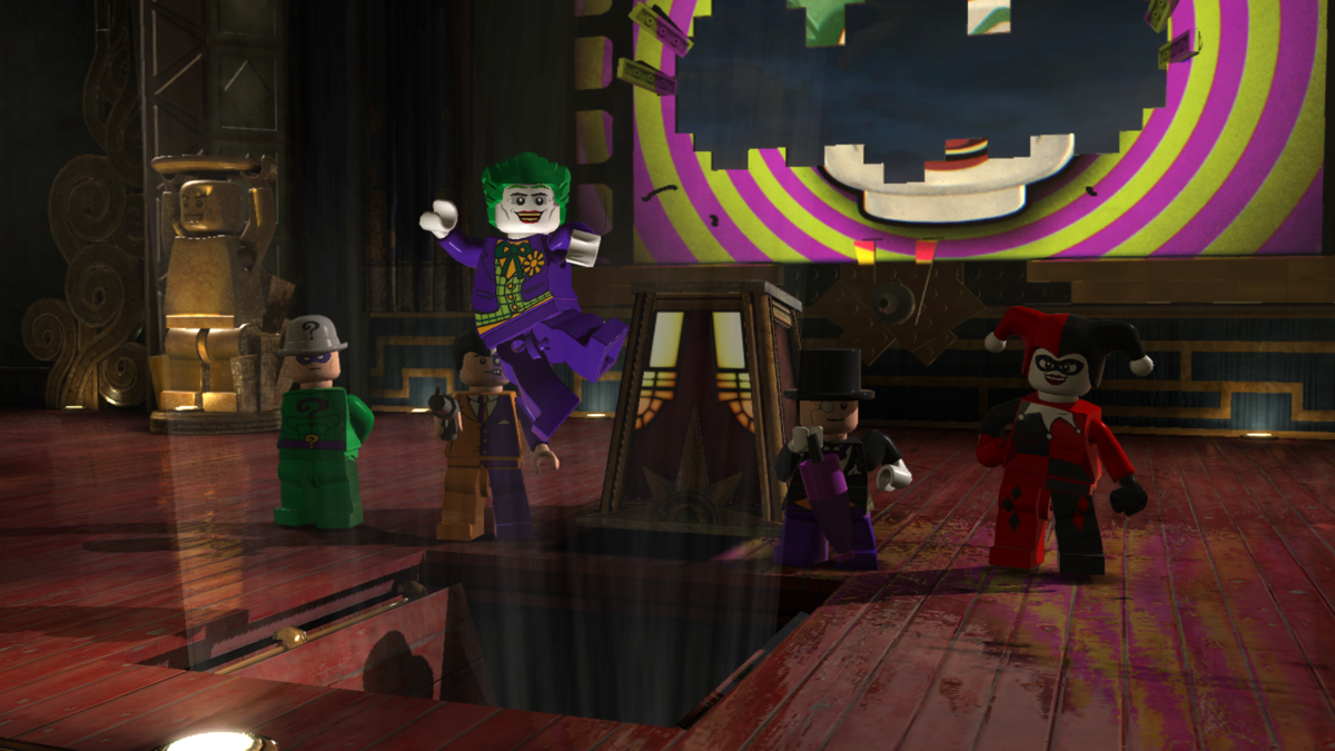 LEGO Batman 2: DC Super Heroes (Windows) screenshot: The Joker and his gang break the party