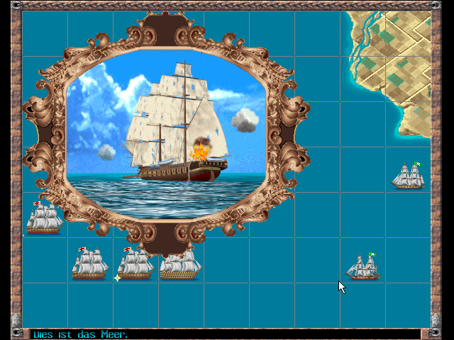 Admiral: Sea Battles (Windows) screenshot: Attacking a ship (640x480)