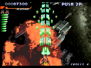 RayStorm (Arcade) screenshot: green ray