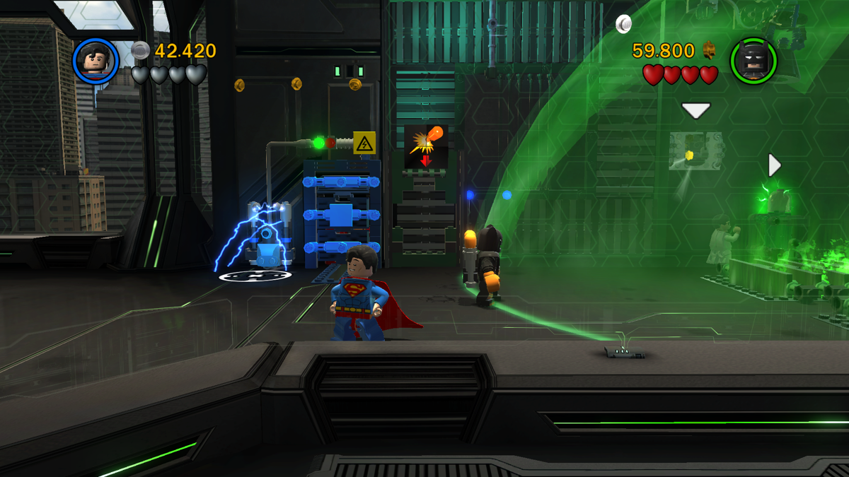 LEGO Batman 2: DC Super Heroes (Windows) screenshot: Superman cannot enter that green kryptonite sphere