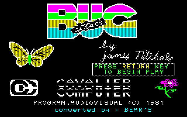 Bug Attack (PC-88) screenshot: Title screen