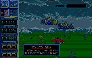 Superman: The Man of Steel (Amiga) screenshot: Defeated.