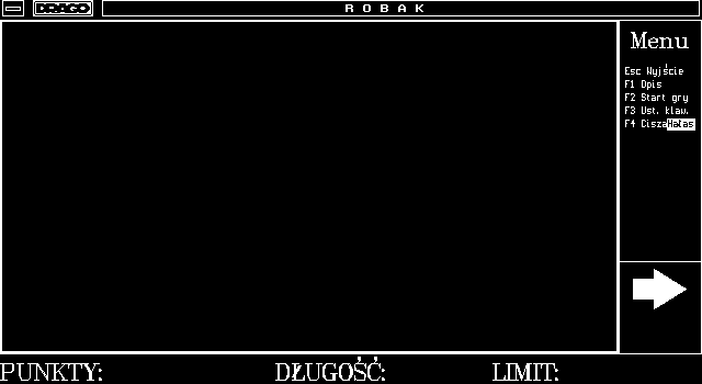 Robak (DOS) screenshot: Menu