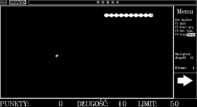 Robak (DOS) screenshot: Level 1 start