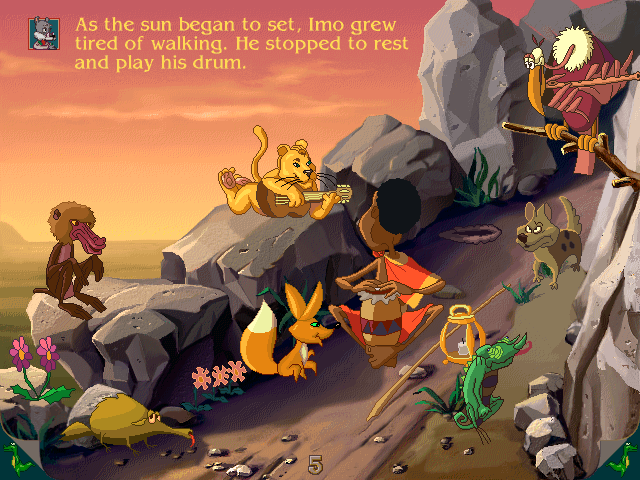 Magic Tales: Imo & the King (Windows) screenshot: This lion is more friendly - if you click on it, it will start playing guitar. :)