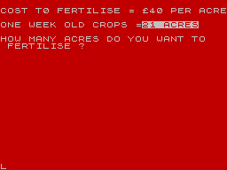 Farmer (ZX Spectrum) screenshot: Fertilising (16 KB version)