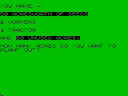 Farmer (ZX Spectrum) screenshot: Planting seeds (16 KB version)