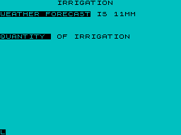Farmer (ZX Spectrum) screenshot: Irrigation (16 KB version)