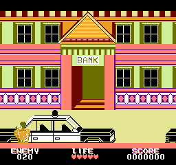 Crime Busters (NES) screenshot: Starting the first stage.
