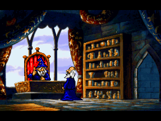 Discworld (PlayStation) screenshot: Grand wizard is concerned