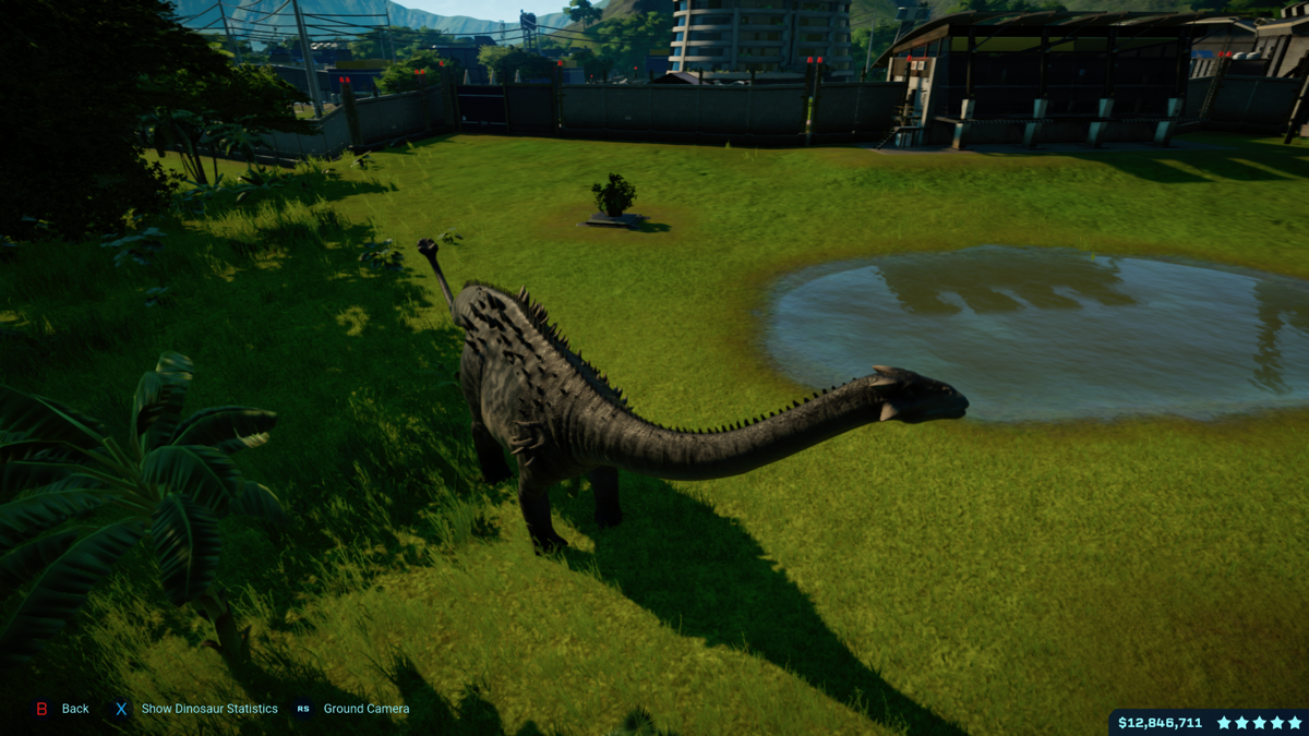 Jurassic World: Evolution - Secrets of Dr. Wu (Xbox One) screenshot: Ankylodocus, a hybrid between the Ankylosaurus and Diplodocus