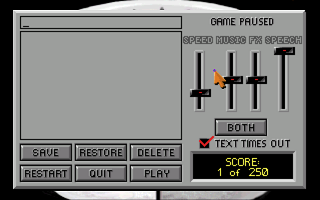 Space Quest II: Roger Wilco in Vohaul's Revenge (Windows) screenshot: In-game options
