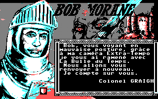 Bob Morane: Chevalerie 1 (DOS) screenshot: Your CO gently berates you for dying (CGA)