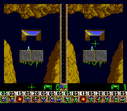 Lemmings (Genesis) screenshot: Two player mode.