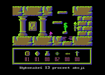 Neron (Atari 8-bit) screenshot: Spikes and flame