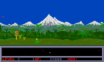Space Ranger (Amiga) screenshot: Trying to rescue the frog critters.