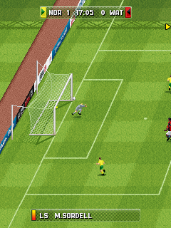 FIFA 12 (J2ME) screenshot: Goalkeeper can't reach the ball
