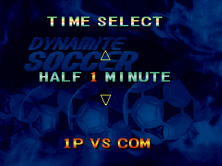 Dynamite Soccer 98 (PlayStation) screenshot: Match duration setup