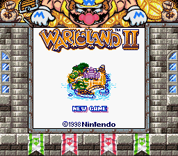 Wario Land II (Game Boy) screenshot: Title screen (SGB)