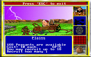King's Bounty (DOS) screenshot: Recruiting Some Peasants