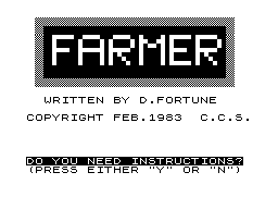Farmer (ZX81) screenshot: Title screen