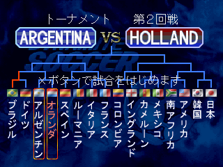 Dynamite Soccer 98 (PlayStation) screenshot: Tournament tree
