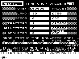 Farmer (ZX81) screenshot: Starting out
