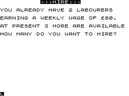 Farmer (ZX81) screenshot: Hiring labourers